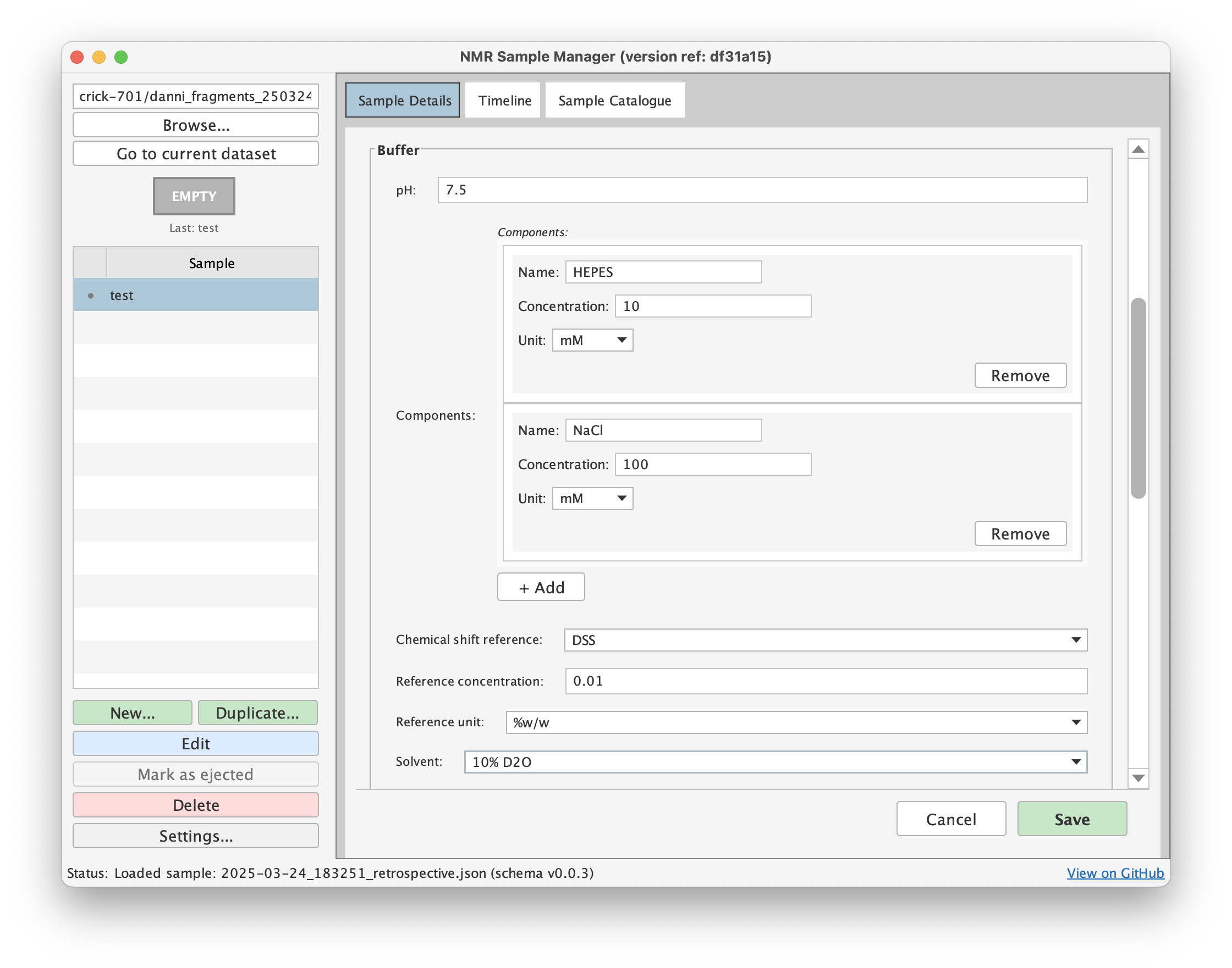 Sample editing form screenshot