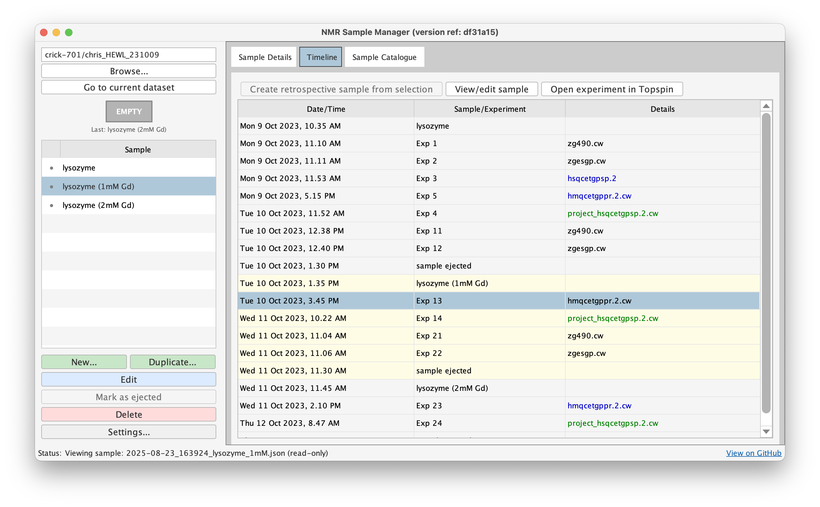 Timeline view screenshot